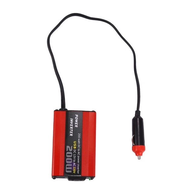 200W Cambiador Coche DC 12V a AC 220V Convertidor Dual USB Cargador Ad F4V2