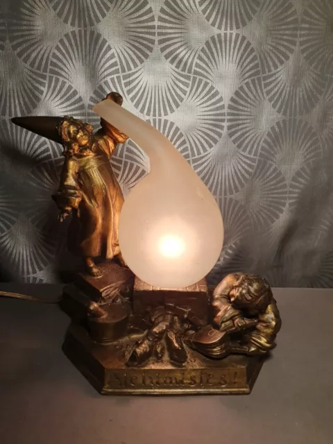 rarissime! veilleuse lampe art déco 1920 ALCHIMISTES! sculpture statuette enfant