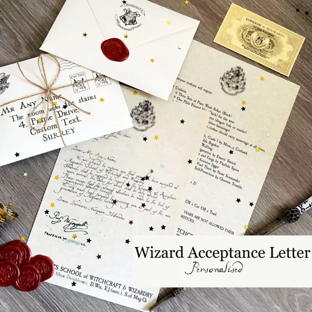Harry Potter Hogwarts School acceptance letter Personalised invite Witchcraft