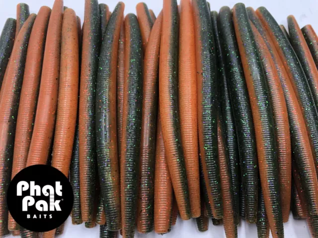 Senko Style Ribbed Stick Bait Soft Plastic Worm Bass Fishing Lure 15ct 5"