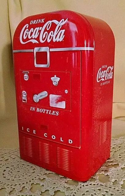 Coke Tin Canister Hinged Lid Flip Lever Drink Cooler Machine Coca Cola Tin Box.