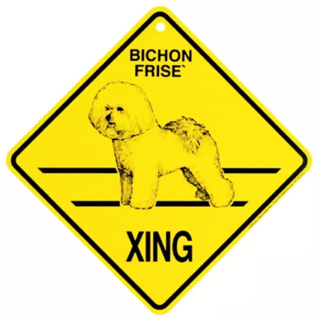 Bichon Frise Dog Crossing Xing Sign New Made in USA  14 3/8 x 14 3/8