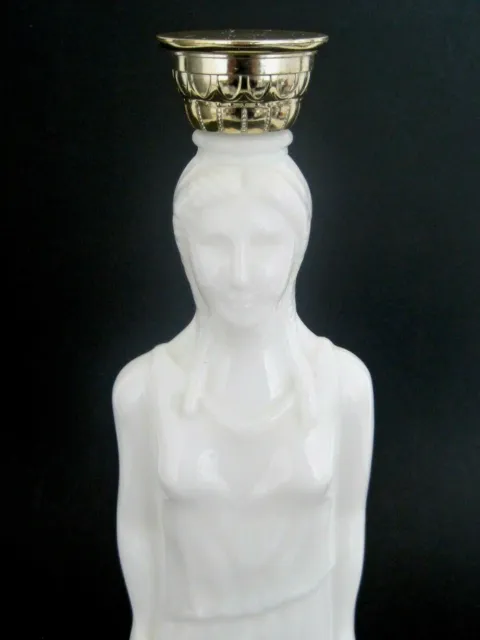 Vintage 1969 Avon White Milk Glass Classic Greek Lady Figural Empty Bottle