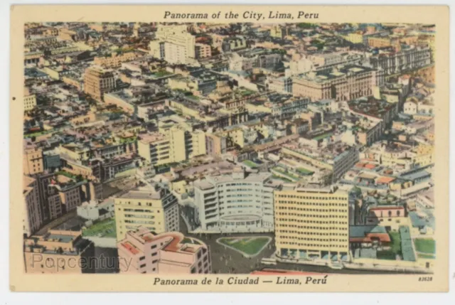 Vintage 1940s Postcard Peru Lima Panoramic Panorama Seminario Photo