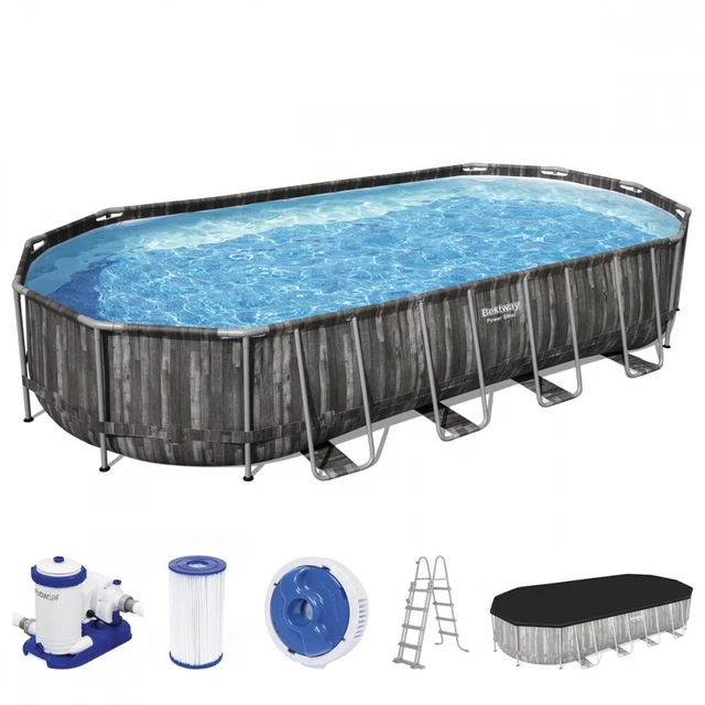 BESTWAY POWER STEEL Frame Pool KomplettSet mit Filterpumpe 732 x 366 x