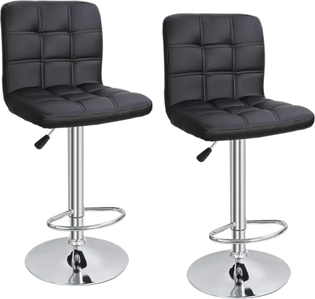 Adjustable Swivel Barstools Set of 2 Modern PU Leather Kitchen Counter Bar Stool