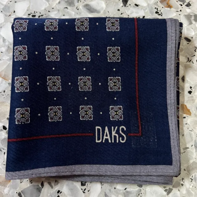 Classic Man Handkerchief Cotton Vintage Pocket Square17" Art Navy Blue Geometric