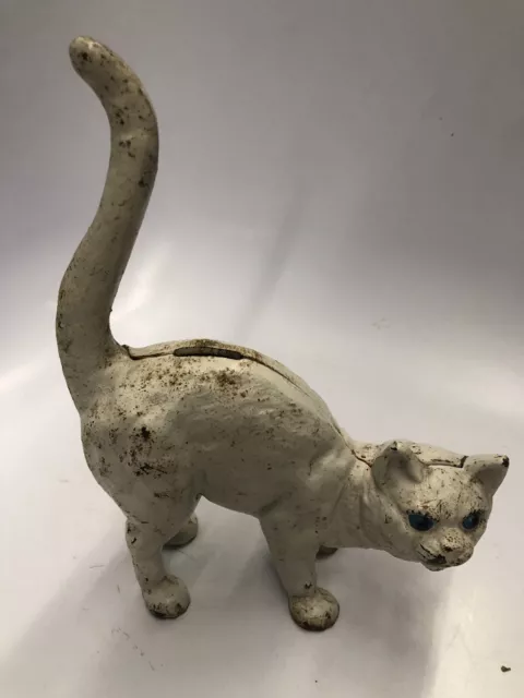 Antique Heavy Cast Iron White Cat Bank / Doorstop - Halloween Pet Antique Heavy Cast Iron White Cat Bank / Doorstop - Halloween Pet
