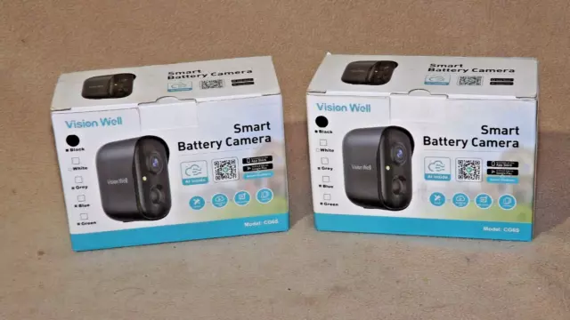 Vision Well Wireless Smart Battery Camera Black CG6S Lot Of Two