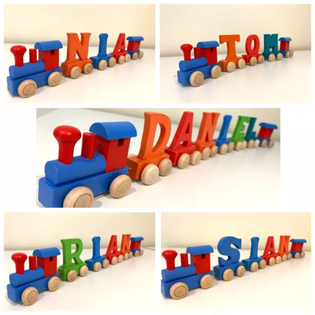 Personalised wooden name train : Colour wooden trains