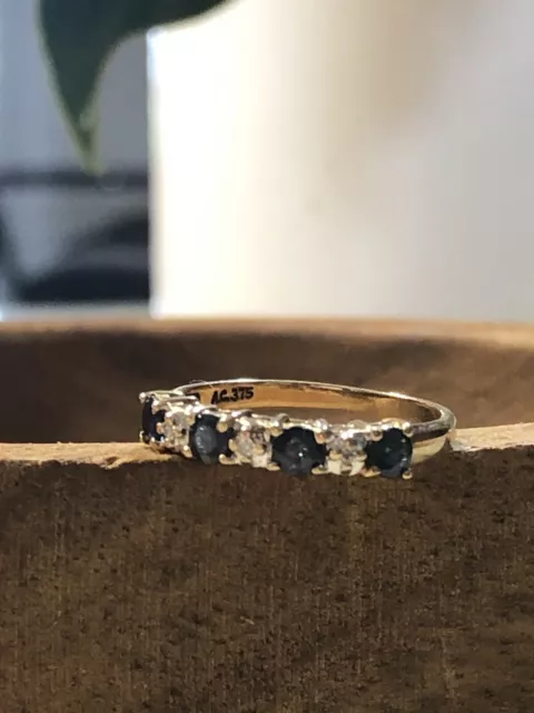 9 Carat Yellow Gold Sapphire Diamond Ring