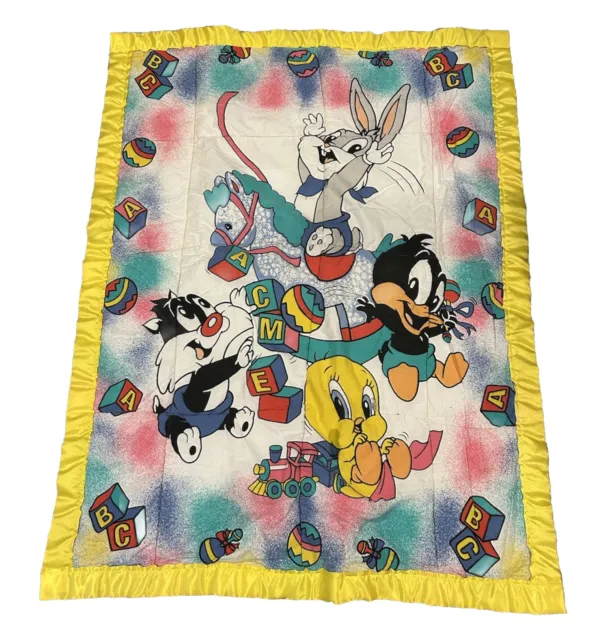 Vintage Baby Blanket Loony Tunes Bugs Daffy Tweety Sylvester 1993 Warner Toons
