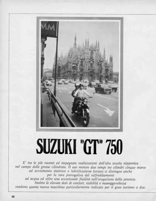 advertising Pubblicità  MOTO SUZUKI GT 750 1972  MAXIMOTO MOTOGIAPPONESI EPOCA