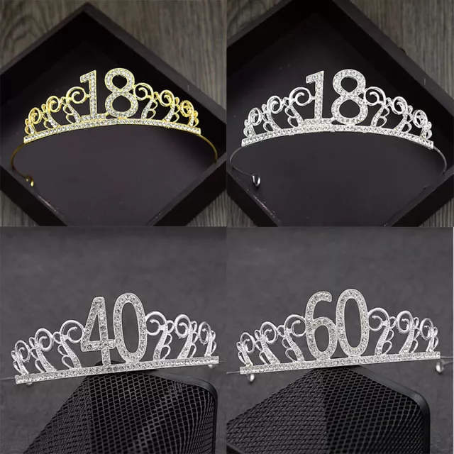 Headbands for Birthday 18 Years Old Rhinestone Crown Tiaras Bridal 25 40 50 60