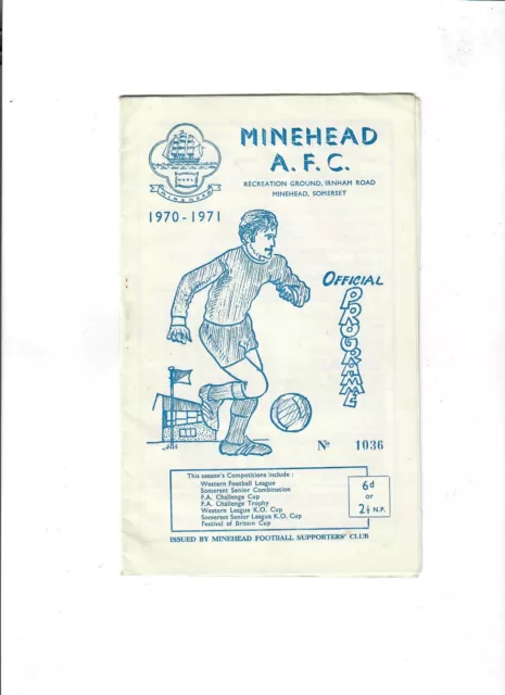 Minehead v Bridgewater Town (FA Cup, 1st Qualifying Round) - 19/09/1970