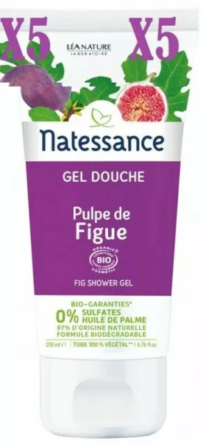 NATESSANCE lot de 5 gel douche à la pulpe de figue 200 ml