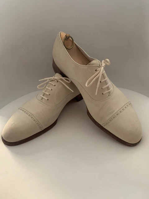 BESPOKE BOUVARD BOTTIER White Nubuck Brogues 7UK Excellent