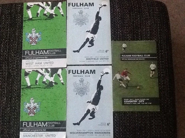 5 1960s div 1 Fulham football programmes