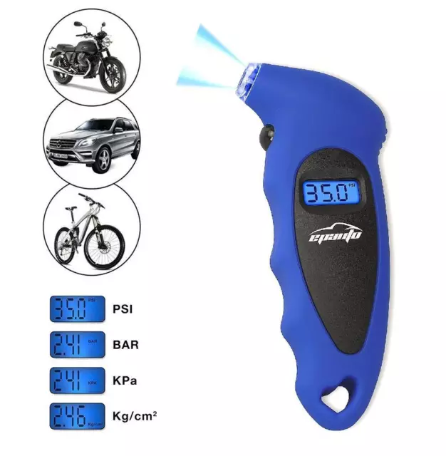 Lcd Digital 150Psi Tire Air Pressure Gauge Meter Tester Car Bike Truck + Battery