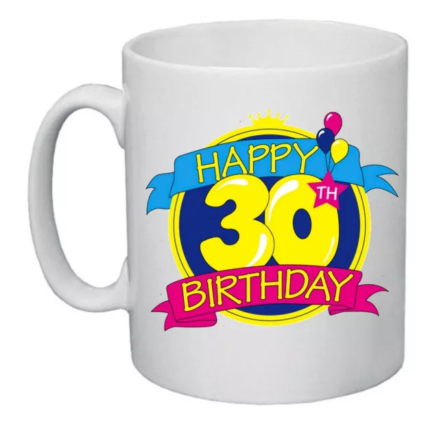 TAZZA MUG 8X10 scritta happy birthday 30 anni idea regalo uomo donna  compleanno EUR 9,50 - PicClick IT