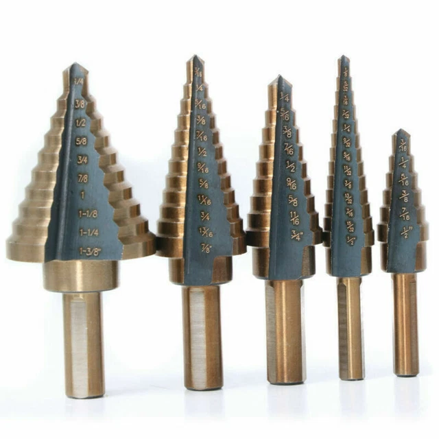 5 PCS HSS High Speed Steel Cobalt Titanium Step Drill Bit Multiple Hole
