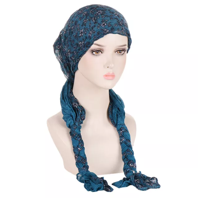 Women Floral Chemo Cap Cancer Hat Muslim Hair Scarf Hijab Braid Head Wrap Turban