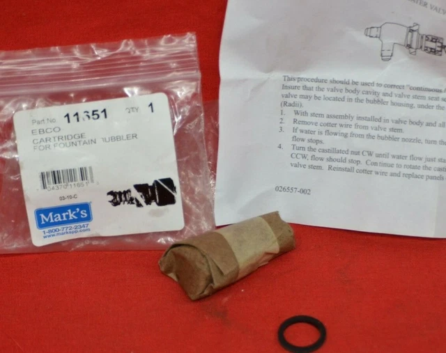 EBCO OASIS VALVE Assembly Drinking Fountain Cartridge Valve 013059005