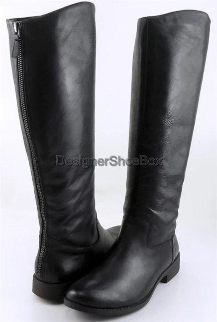 Luxury Rebel Lauren Cuir Noir Chaussures Créateur Hauteur Genou Bottes 6 Eur 36