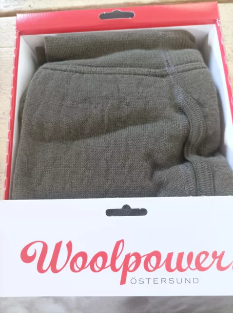 WOOLPOWER Unterhose, Long Johns with Fly  ULLFROTÉ 200 Oliv Pine Green Größe S