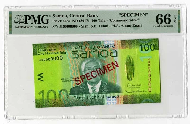 Central Bank of Samoa, ND (2017), Specimen Banknote