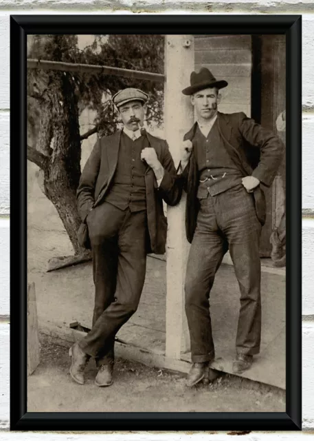 Antique Photo ... 2 Dudes Smoking Pipes Early 1900's Photo Reprint 5x7 2