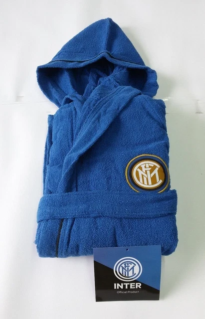 F.C. Inter Accappatoio Ufficiale Microspugna Salvaspazio Con Cappuccio - Adulto, Taglia XL, Morbido E Assorbente