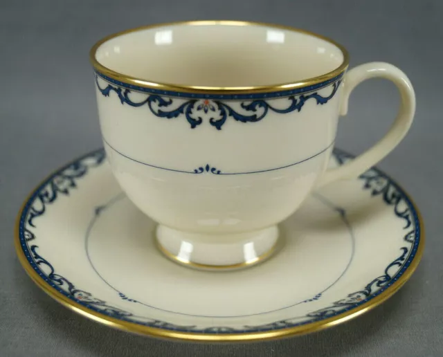 Lenox Liberty Pattern Blue Scrollwork & Gold Tea Cup & Saucer
