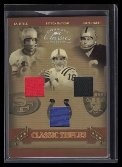 2006 Donruss Classics 10 Tittle Plunkett Peyton Manning Triple Jersey 22/100