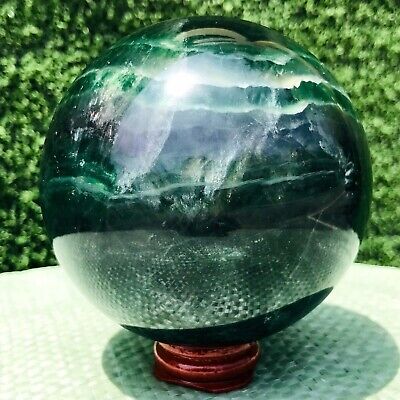 1069G Rare Natural Green Fluorite Quartz Sphere Crystal Ball Specimen Healing