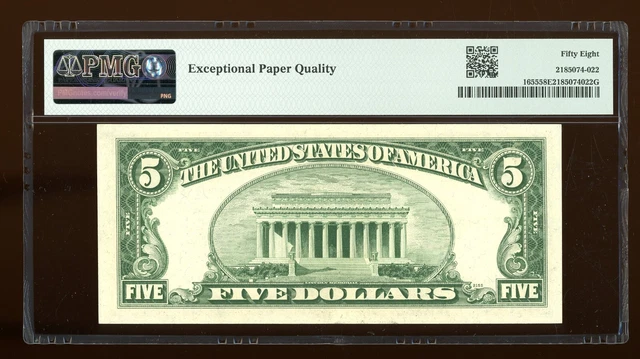 DBR $5 1953 Silver Fr. 1655 AA Block PMG 58 EPQ Serial A46112321A 2