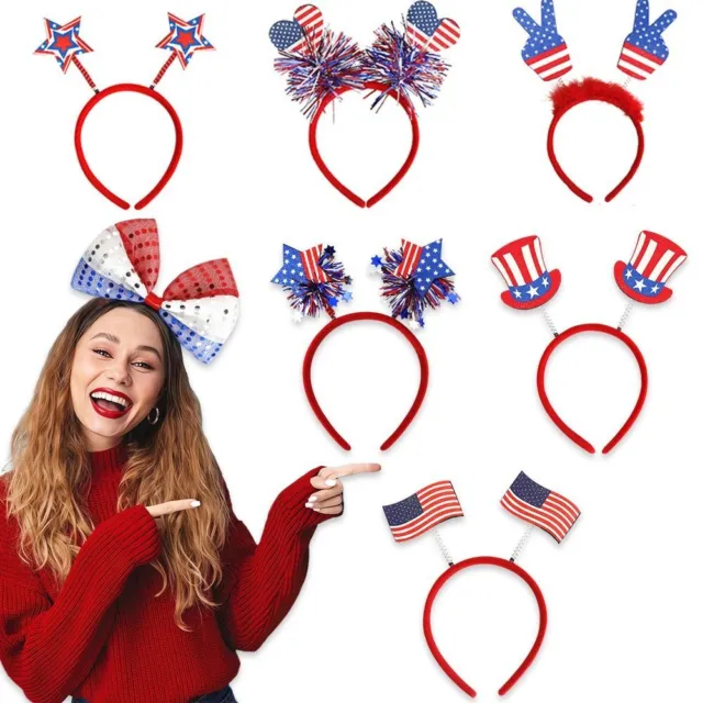 Props Hair Hoops Independence Day Headwear Sequined Headband Flag Hair Band