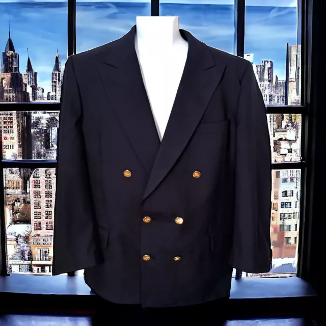 Vintage Burberrys Wool Blazer 42 Mens Double Breasted Sport Jacket Navy Blue