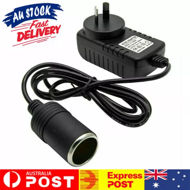 Mains Plug to 12V Socket Adapter Car Cigarette Lighter Power Converter 240V AU