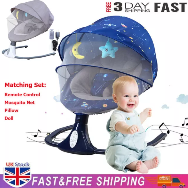 Bluetooth Electric Baby Swing Infant Cradle Bouncer Rocker Chair Music Remote