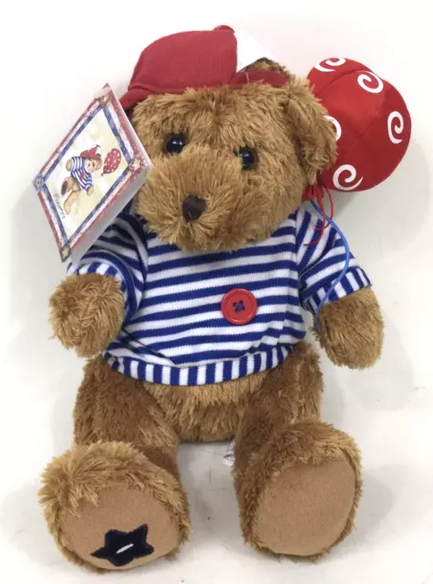 Burton & Burton Plush 'ABEARICA' Brown Bear w/ Hat & Balloon by Sharon L Larsen