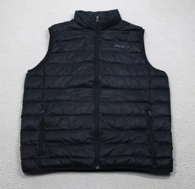 EDDIE BAUER PUFFER Vest Men's XLT Black Down Fill Full zip Warm Outdoor ...