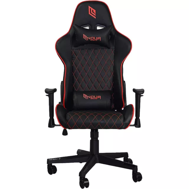 Noua Kui K7 Chaise Fauteuil Gaming Support Tête Lumbar Ergonomiques Rouge/Noir