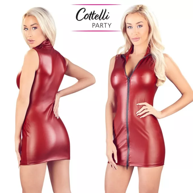 Cottelli Collection sexy VESTITO corto aderente ZIP frontale MINI DRESS party