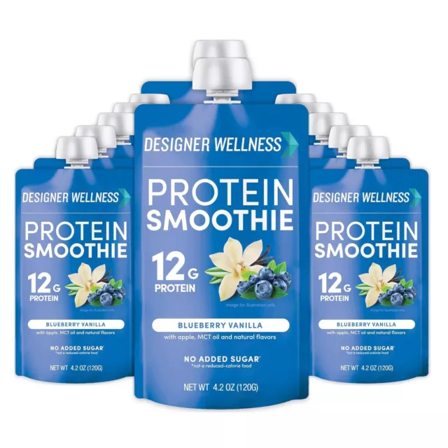 Designer Wellness Protein Smoothie, Real Fruit, 12g 4.2 Fl Oz (Pack of 12)