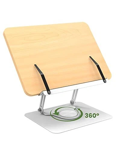 Book Stand for Reading Hands Free,360° Rotate Adjustable Book Holder,Height