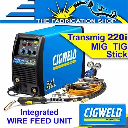 Cigweld Transmig 220i Mig Tig Stick Welder, Torch, Regulator 15A 240V W1005220