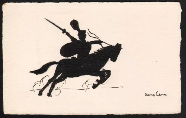 Bruno Caruso Disegno originale-Matita e china su carta cartolina senza titolo