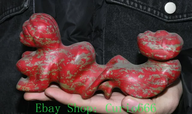 Old Chinese Hongshan Culture Turquoise Carving Chungong People Person Statue