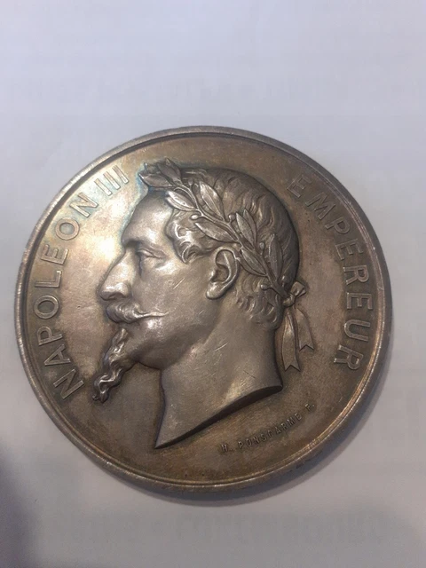 Grosse Medaille En Argent Napoleon Iii - Cours D'adultes 1869 Ponscarme